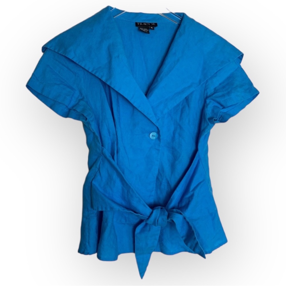 Tracy M. Linen Wrap Blouse Size Medium✨